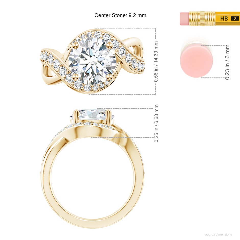 9.2mm FGVS Lab-Grown Solitaire Round Diamond Infinity Promise Ring in 9K Yellow Gold ruler