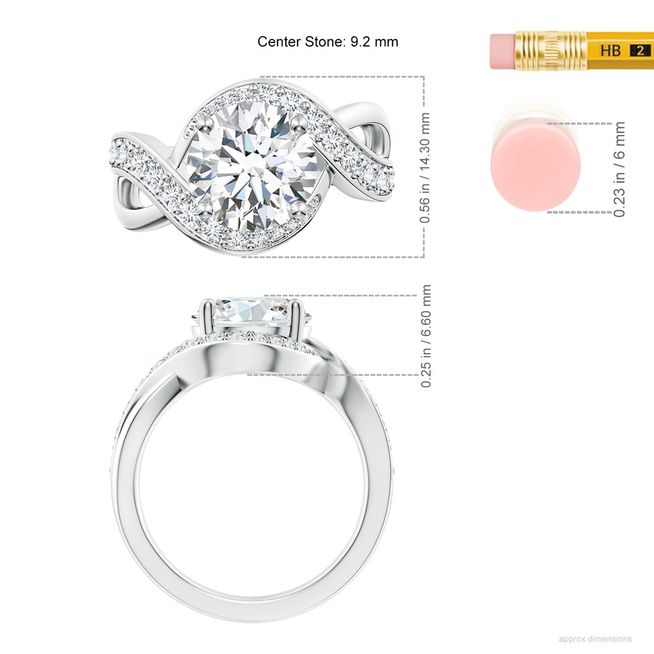 9.2mm FGVS Lab-Grown Solitaire Round Diamond Infinity Promise Ring in P950 Platinum ruler