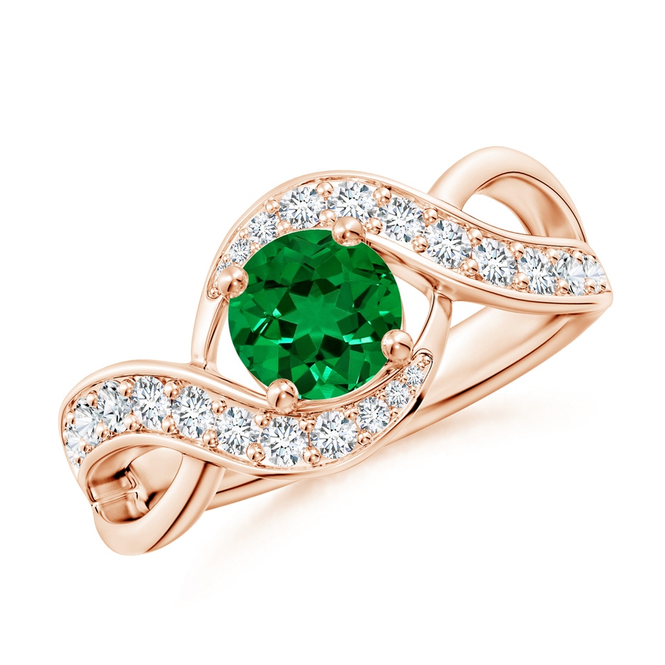6mm Labgrown Lab-Grown Solitaire Round Emerald Infinity Promise Ring in 18K Rose Gold 