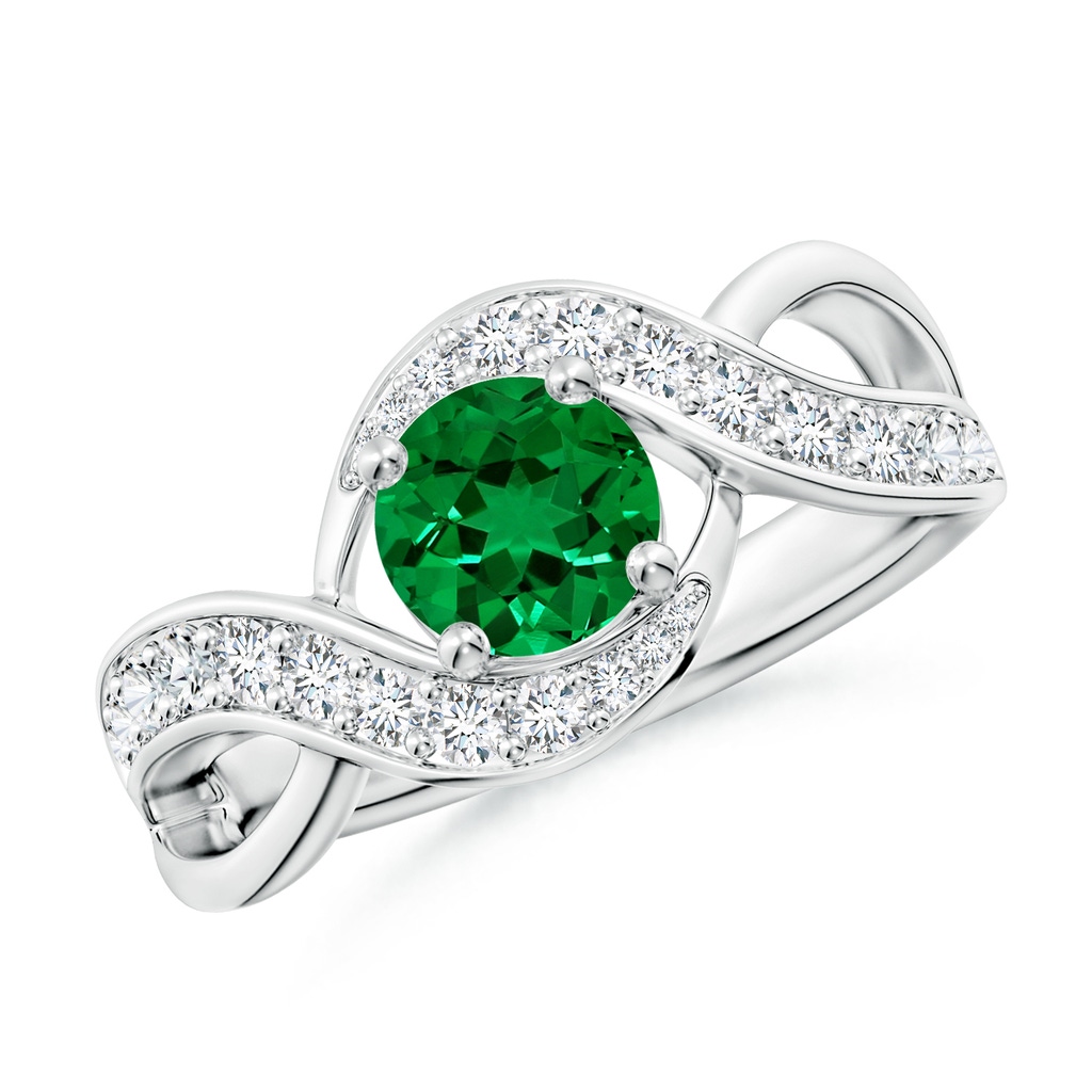 6mm Labgrown Lab-Grown Solitaire Round Emerald Infinity Promise Ring in 18K White Gold