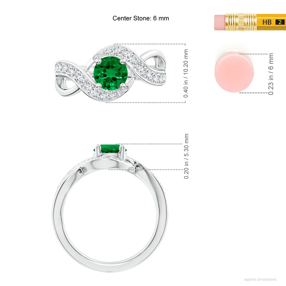 6mm Labgrown Lab-Grown Solitaire Round Emerald Infinity Promise Ring in 18K White Gold ruler