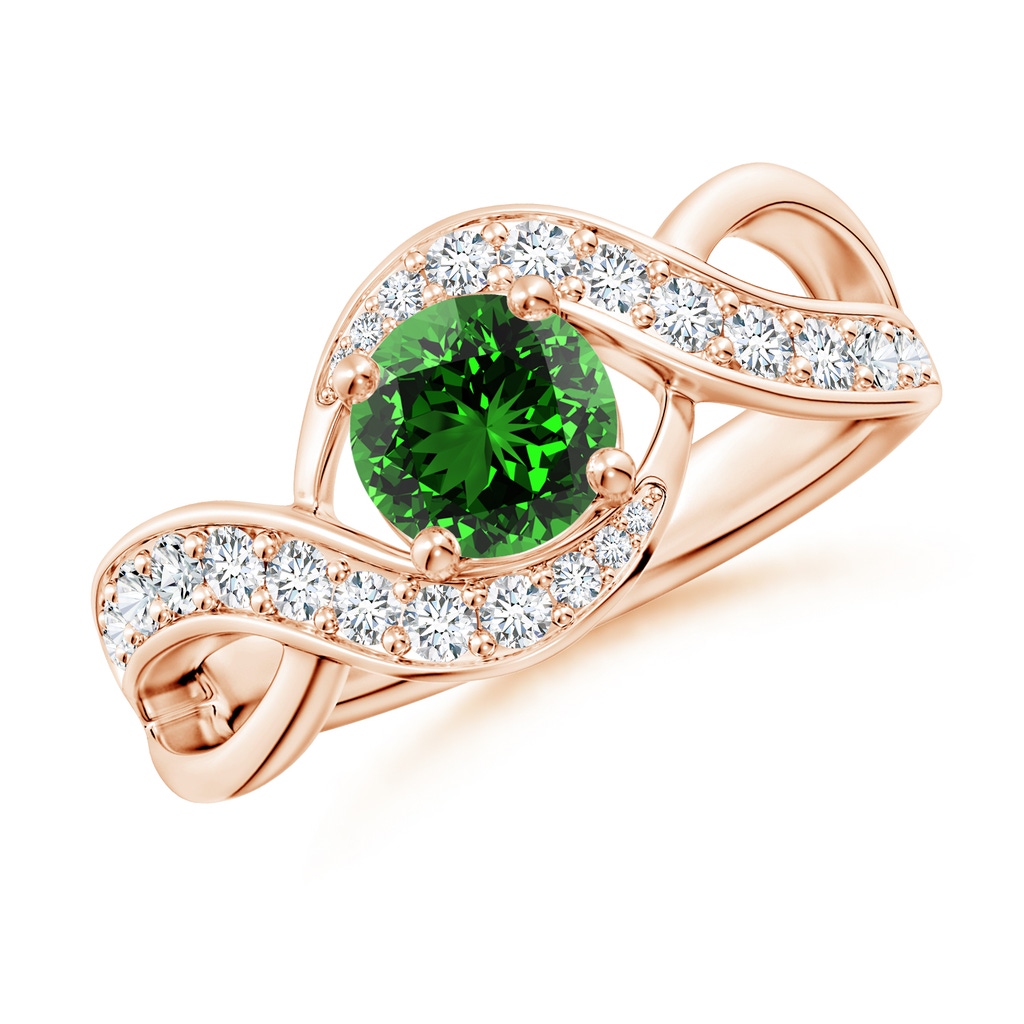 6mm Labgrown Lab-Grown Solitaire Round Emerald Infinity Promise Ring in Rose Gold