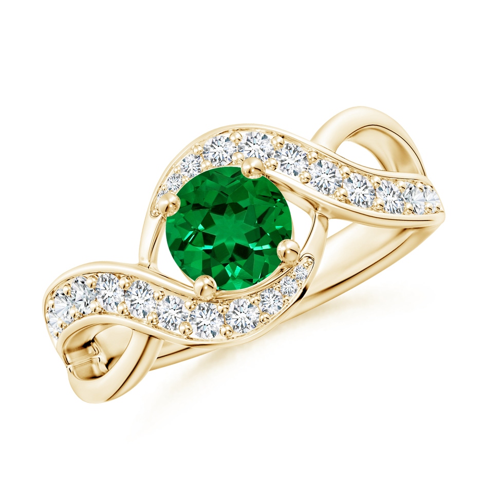 6mm Labgrown Lab-Grown Solitaire Round Emerald Infinity Promise Ring in Yellow Gold 