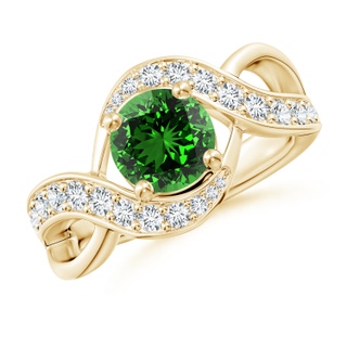 7mm Labgrown Lab-Grown Solitaire Round Emerald Infinity Promise Ring in Yellow Gold