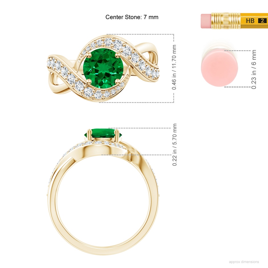 7mm Labgrown Lab-Grown Solitaire Round Emerald Infinity Promise Ring in Yellow Gold ruler