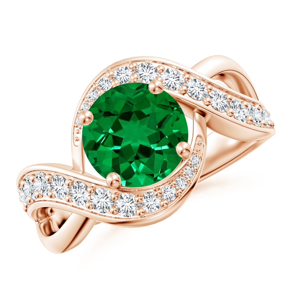 8mm Labgrown Lab-Grown Solitaire Round Emerald Infinity Promise Ring in 18K Rose Gold 