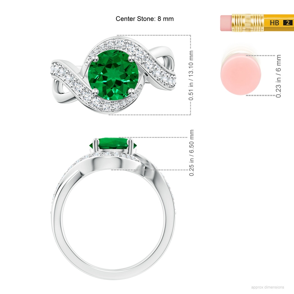 8mm Labgrown Lab-Grown Solitaire Round Emerald Infinity Promise Ring in P950 Platinum ruler