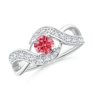 5.1mm Labgrown Solitaire Round Lab-Grown Fancy Intense Pink Diamond Infinity Promise Ring in P950 Platinum