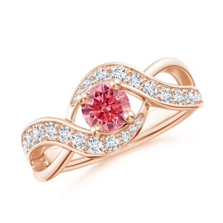 5.1mm Labgrown Solitaire Round Lab-Grown Fancy Intense Pink Diamond Infinity Promise Ring in Rose Gold