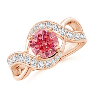 7mm Labgrown Solitaire Round Lab-Grown Fancy Intense Pink Diamond Infinity Promise Ring in 18K Rose Gold