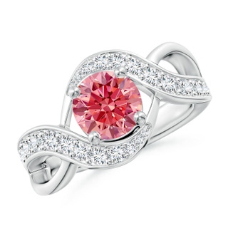 7mm Labgrown Solitaire Round Lab-Grown Fancy Intense Pink Diamond Infinity Promise Ring in P950 Platinum