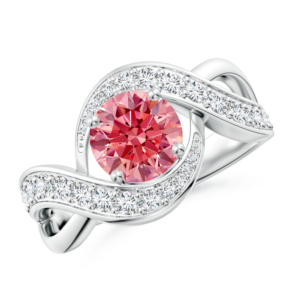7mm Labgrown Solitaire Round Lab-Grown Fancy Intense Pink Diamond Infinity Promise Ring in White Gold