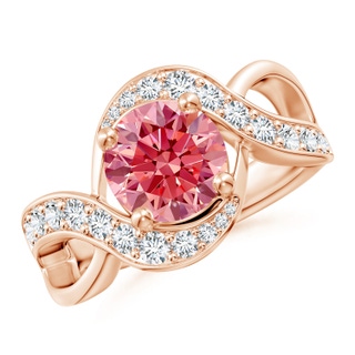 8.1mm Labgrown Solitaire Round Lab-Grown Fancy Intense Pink Diamond Infinity Promise Ring in Rose Gold