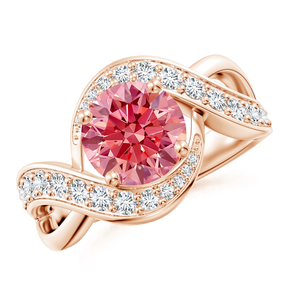 8.1mm Labgrown Solitaire Round Lab-Grown Fancy Intense Pink Diamond Infinity Promise Ring in Rose Gold 