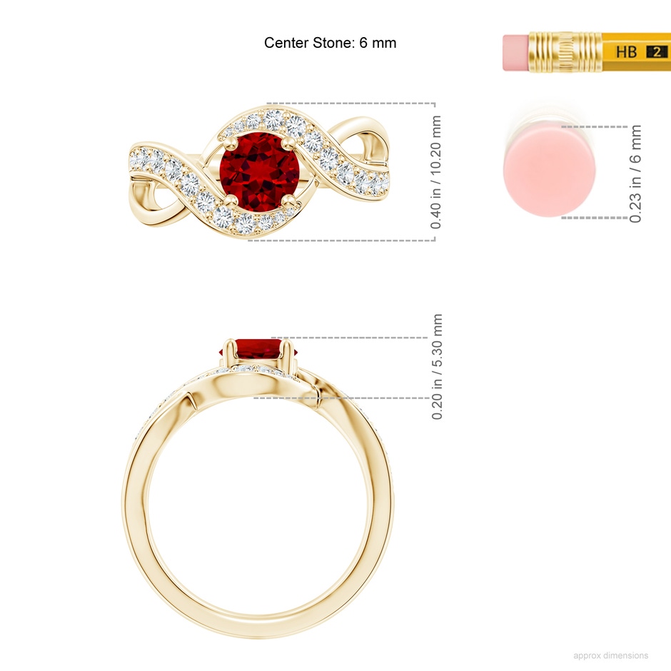 6mm Labgrown Lab-Grown Solitaire Round Ruby Infinity Promise Ring in Yellow Gold ruler