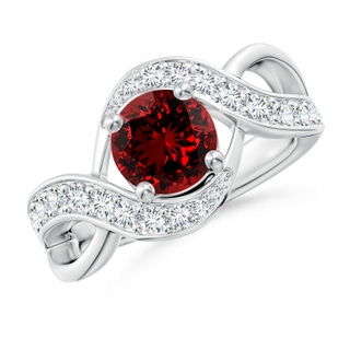 7mm Labgrown Lab-Grown Solitaire Round Ruby Infinity Promise Ring in P950 Platinum