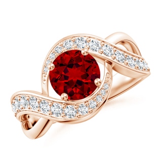 7mm Labgrown Lab-Grown Solitaire Round Ruby Infinity Promise Ring in Rose Gold