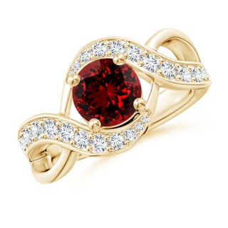 7mm Labgrown Lab-Grown Solitaire Round Ruby Infinity Promise Ring in Yellow Gold