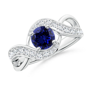 6mm Labgrown Lab-Grown Solitaire Round Blue Sapphire Infinity Promise Ring in P950 Platinum