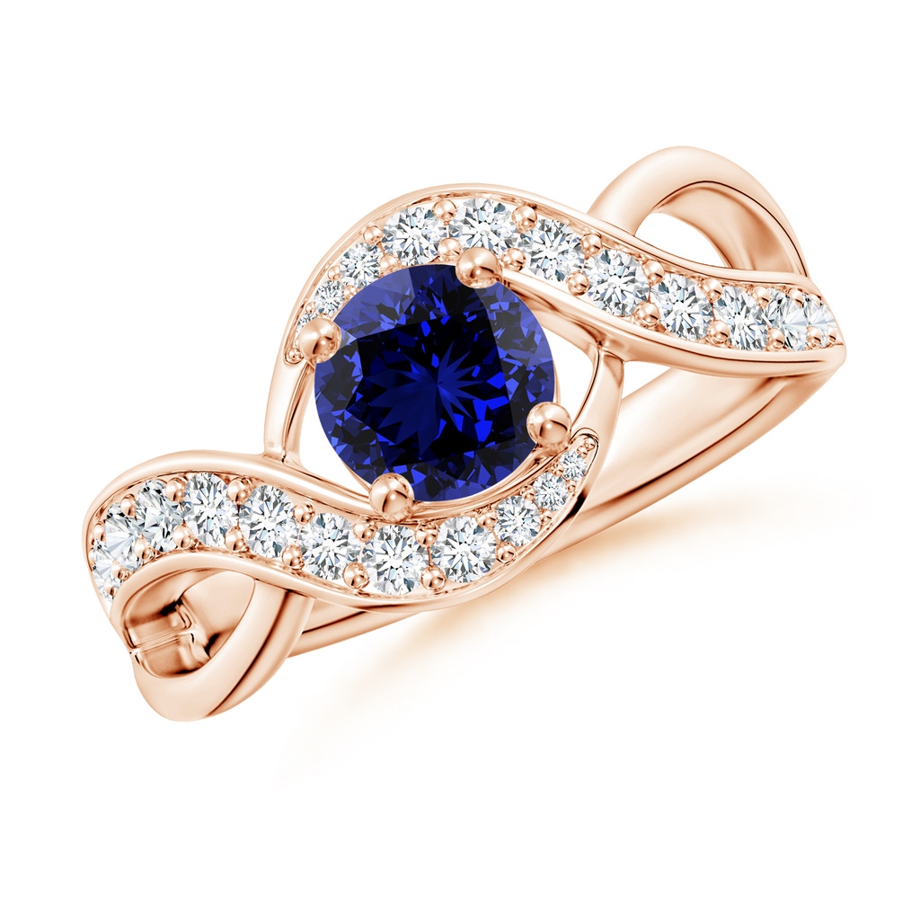 6mm Labgrown Lab-Grown Solitaire Round Blue Sapphire Infinity Promise Ring in Rose Gold