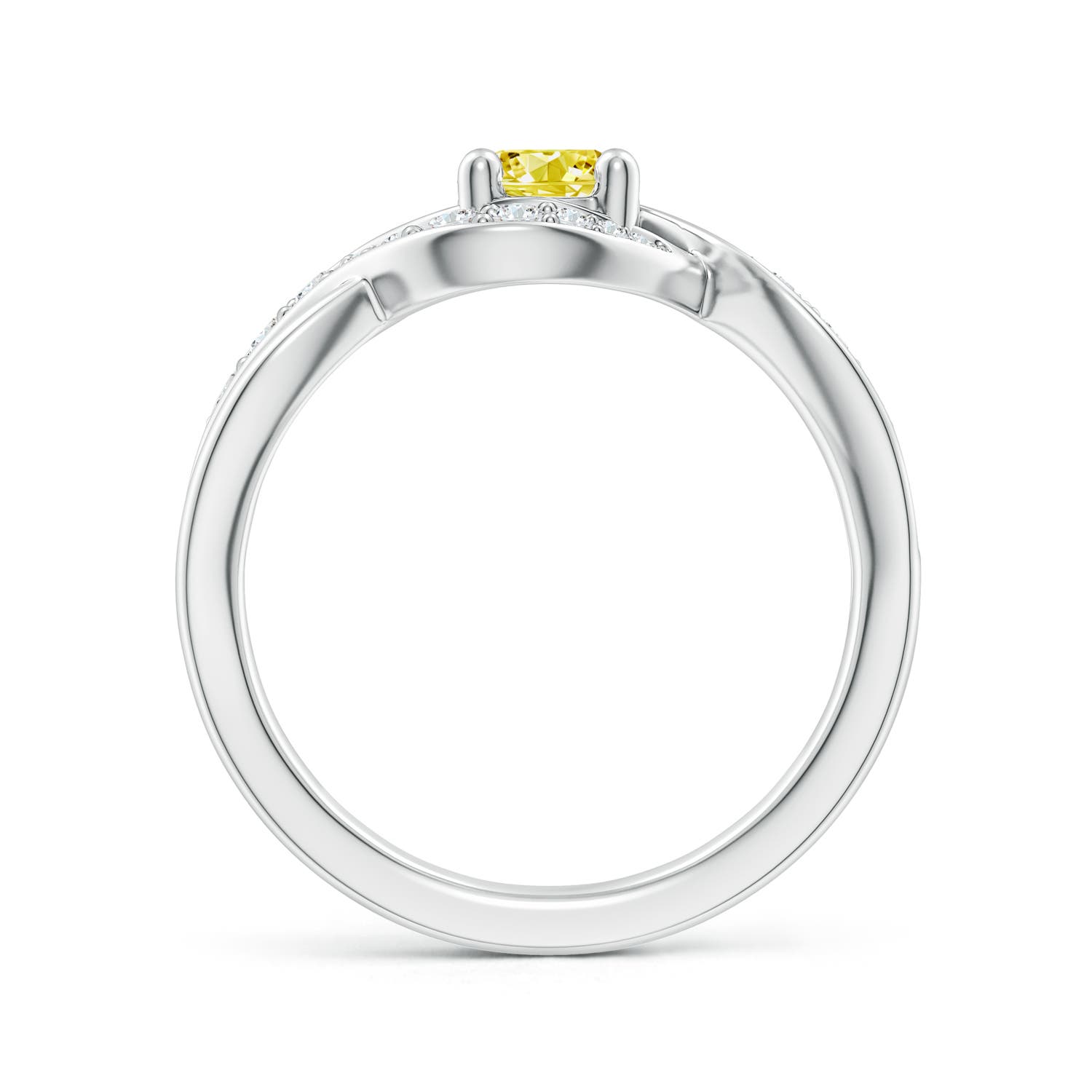 5.1mm Labgrown Solitaire Round Lab-Grown Fancy Intense Yellow Diamond Infinity Promise Ring in 18K White Gold