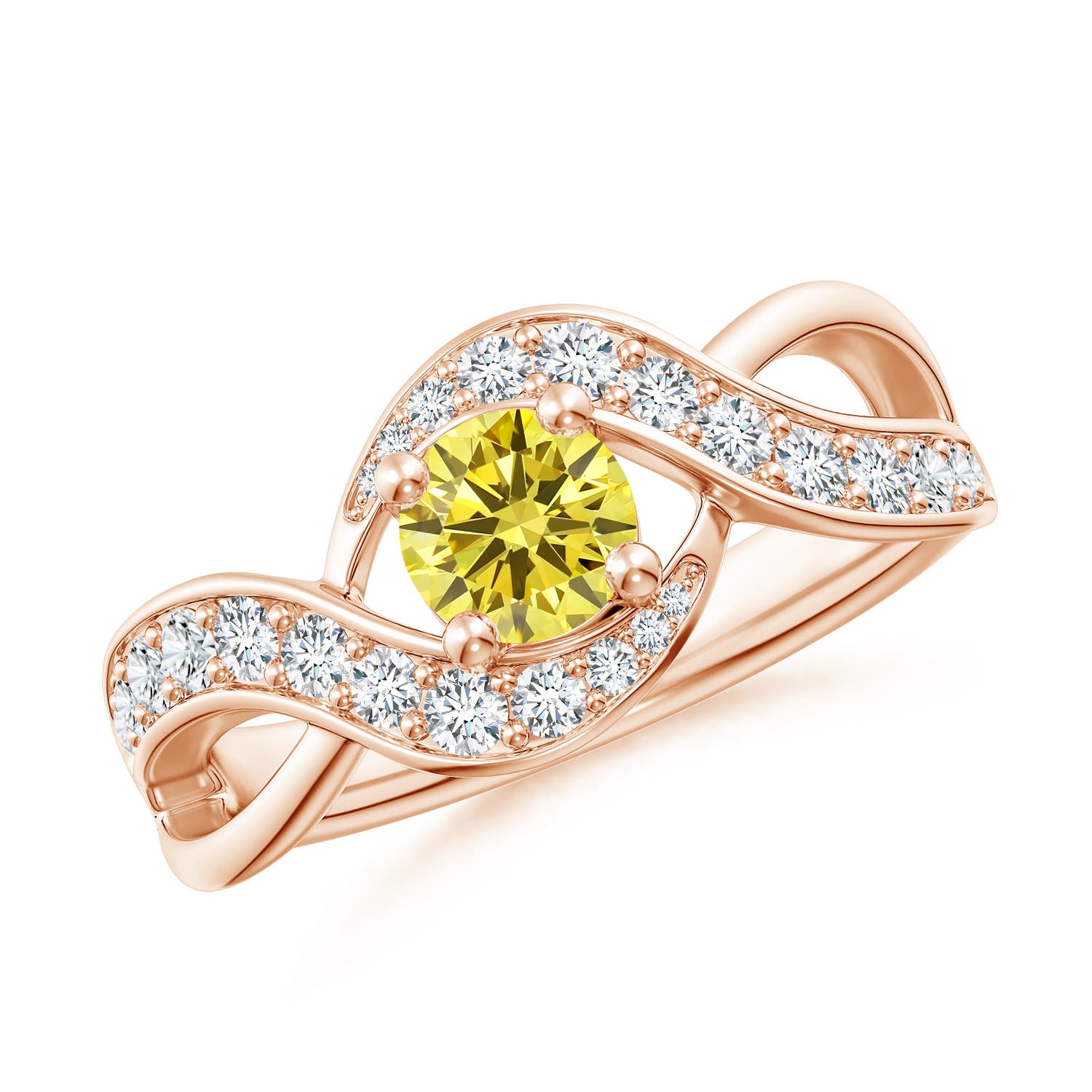5.1mm Labgrown Solitaire Round Lab-Grown Fancy Intense Yellow Diamond Infinity Promise Ring in Rose Gold