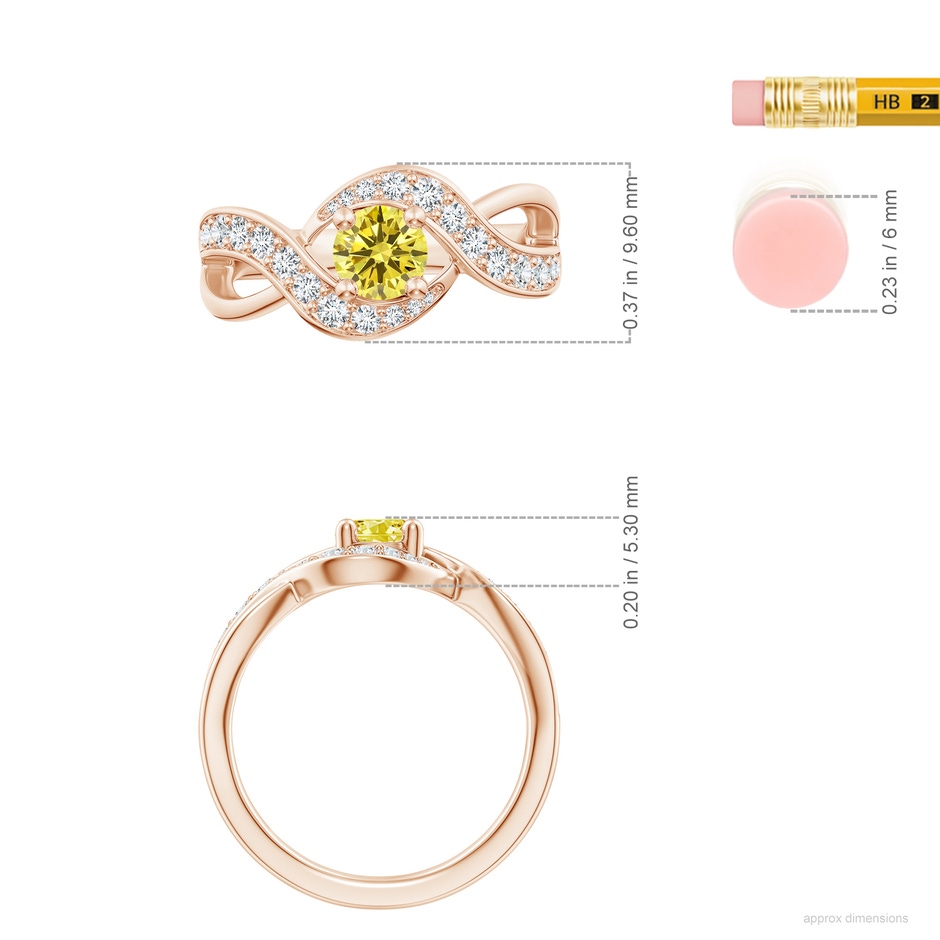 5.1mm Labgrown Solitaire Round Lab-Grown Fancy Intense Yellow Diamond Infinity Promise Ring in Rose Gold ruler