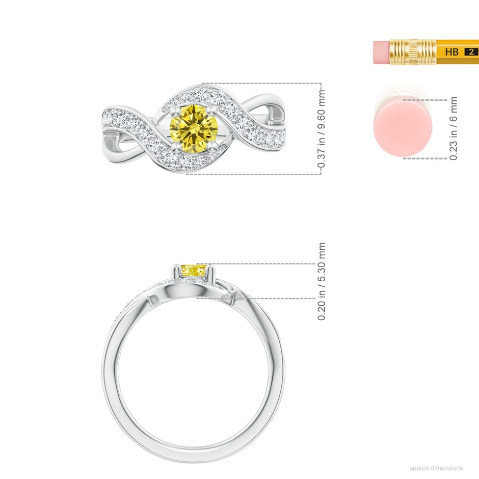 5.1mm Labgrown Solitaire Round Lab-Grown Fancy Intense Yellow Diamond Infinity Promise Ring in S999 Silver ruler