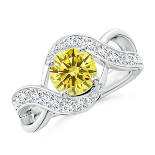 7mm Labgrown Solitaire Round Lab-Grown Fancy Intense Yellow Diamond Infinity Promise Ring in P950 Platinum