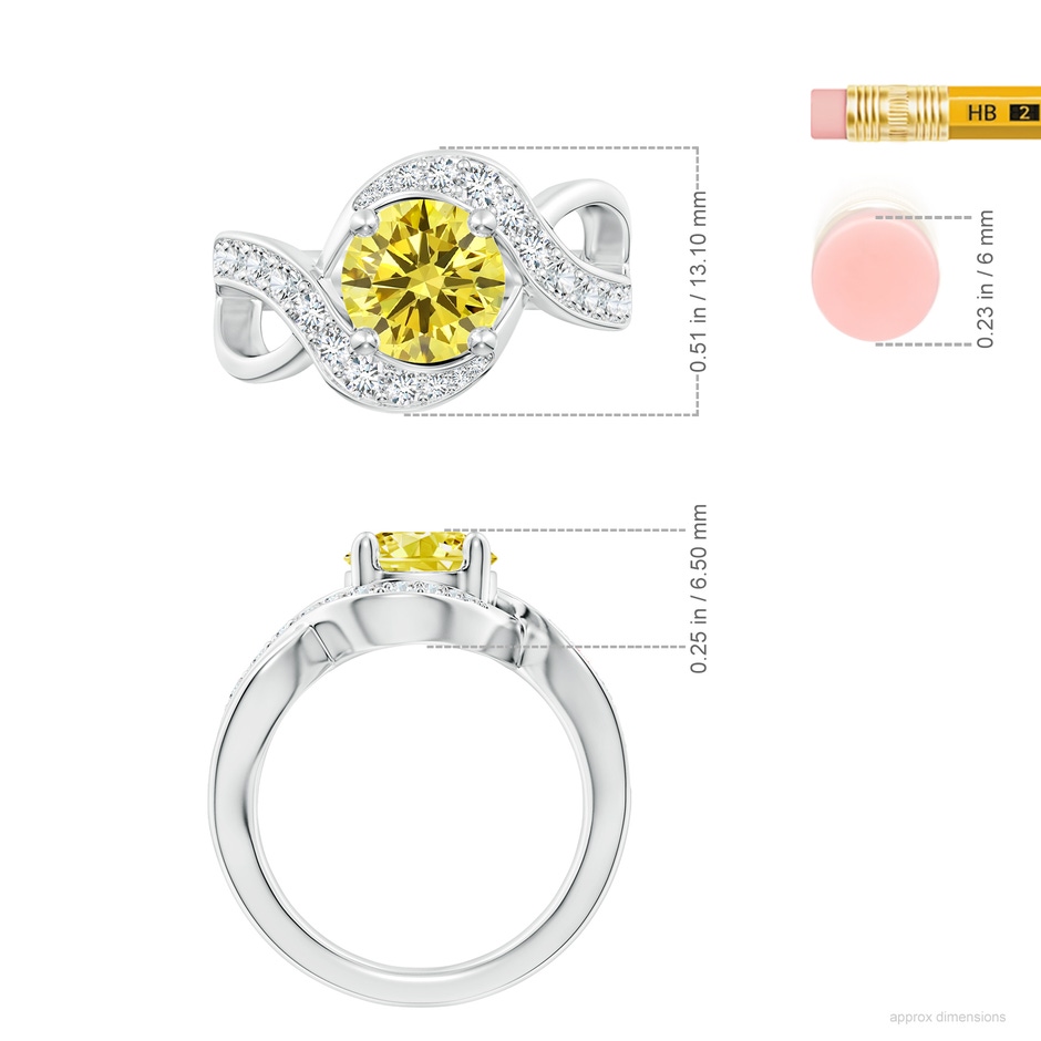 8.1mm Labgrown Solitaire Round Lab-Grown Fancy Intense Yellow Diamond Infinity Promise Ring in P950 Platinum ruler