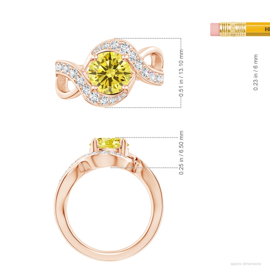 8.1mm Labgrown Solitaire Round Lab-Grown Fancy Intense Yellow Diamond Infinity Promise Ring in Rose Gold ruler