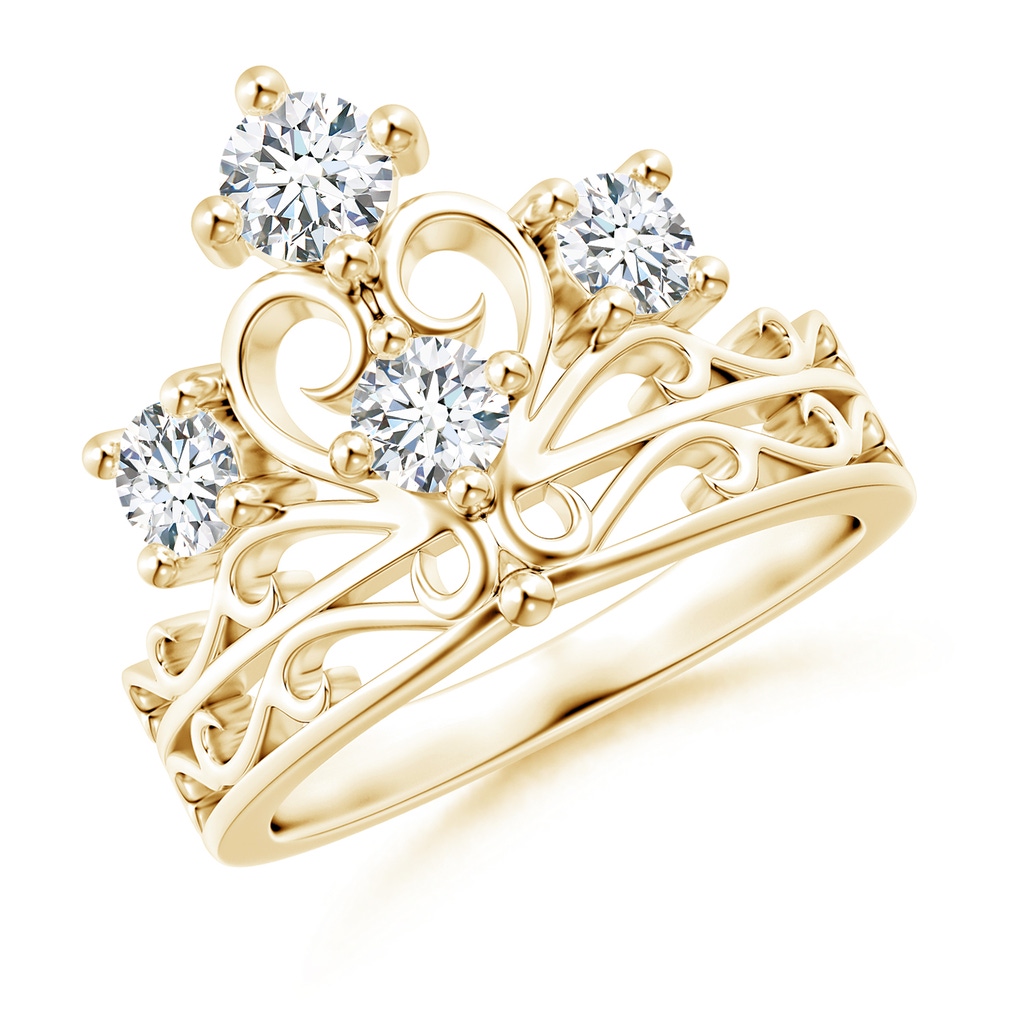 4.3mm FGVS Lab-Grown Scattered Round Diamond Princess Tiara Ring in Yellow Gold