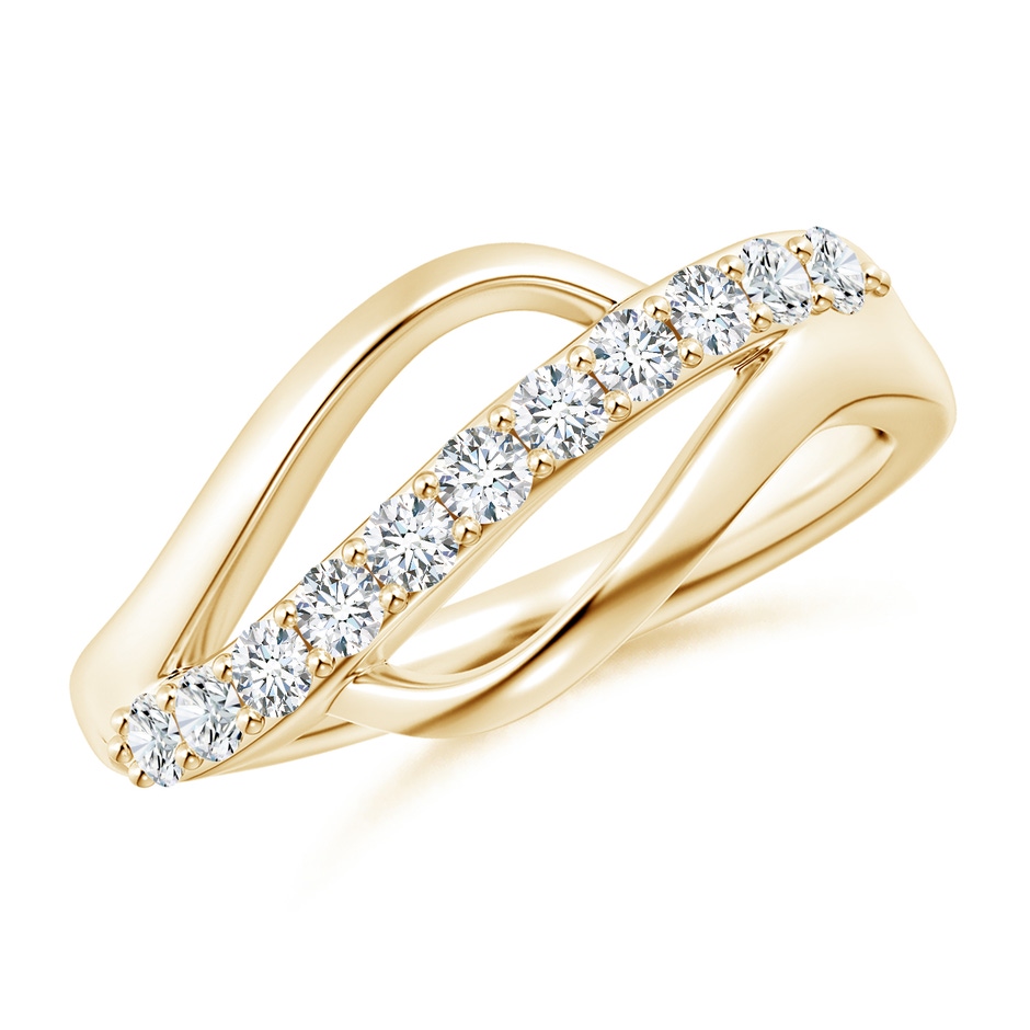 2.1mm FGVS Lab-Grown Diamond Swirl Bypass Ring in Yellow Gold 