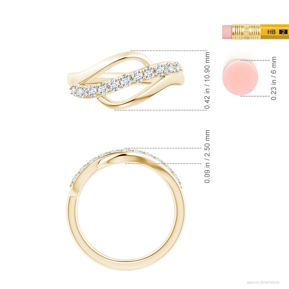 2.1mm FGVS Lab-Grown Diamond Swirl Bypass Ring in Yellow Gold ruler