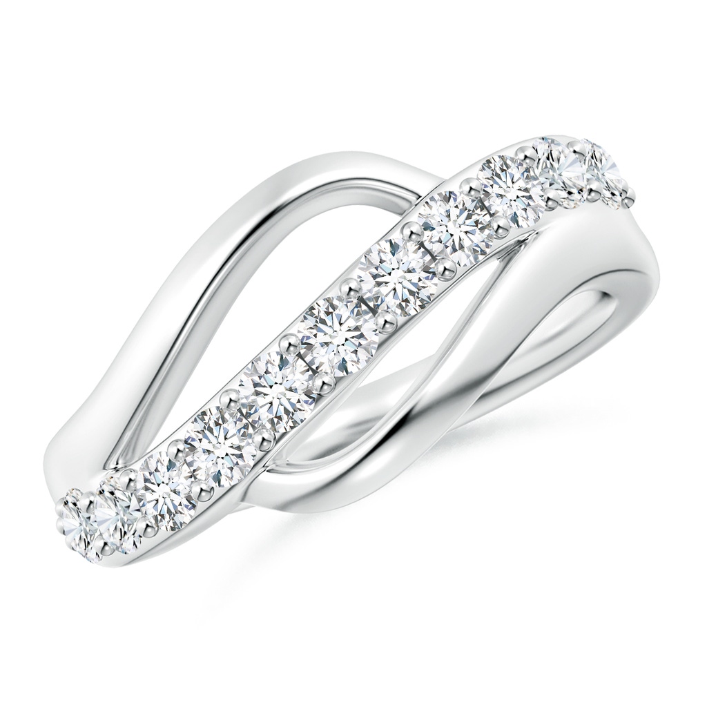 2.5mm FGVS Lab-Grown Diamond Swirl Bypass Ring in 18K White Gold