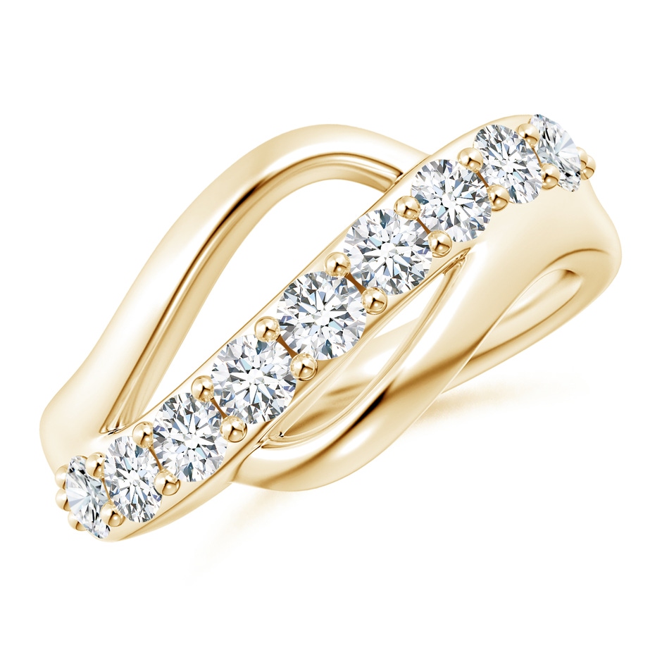3mm FGVS Lab-Grown Diamond Swirl Bypass Ring in 18K Yellow Gold 