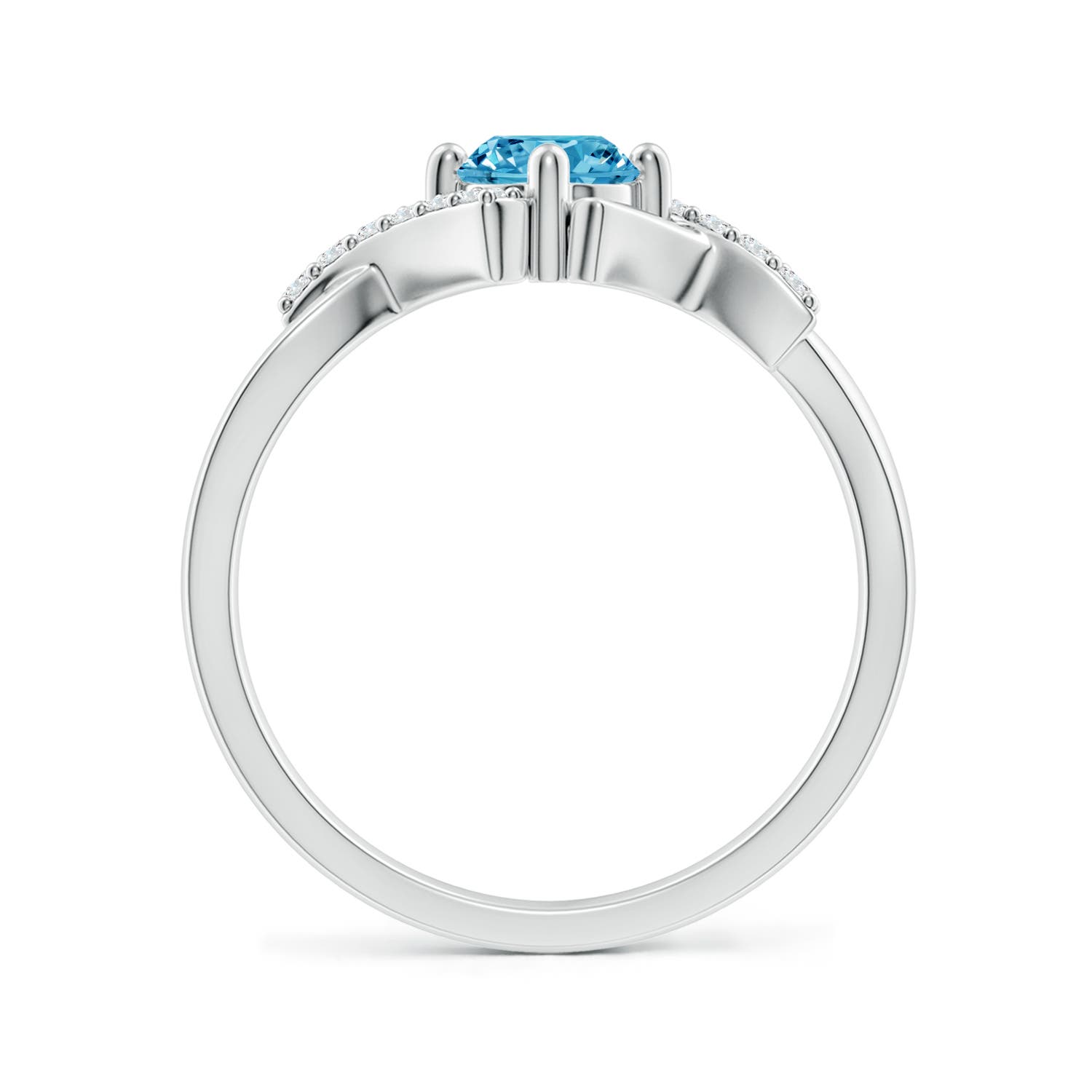 5.1mm Labgrown Solitaire Lab-Grown Fancy Intense Blue Diamond Bypass Promise Ring with Accents in 18K White Gold