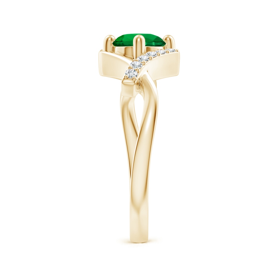 6mm Labgrown Lab-Grown Solitaire Emerald Bypass Promise Ring with Lab Diamond Accents in 18K Yellow Gold side 299