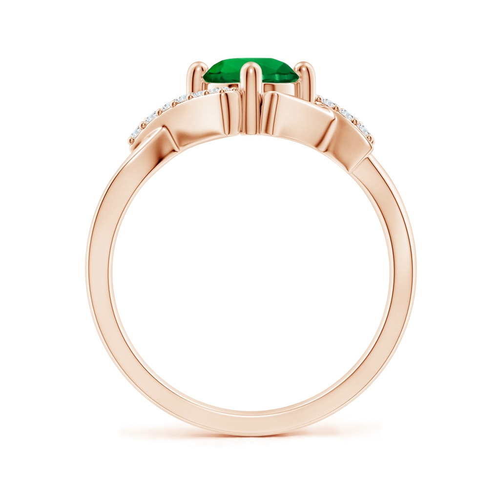 6mm Labgrown Lab-Grown Solitaire Emerald Bypass Promise Ring with Lab Diamond Accents in Rose Gold - side 199