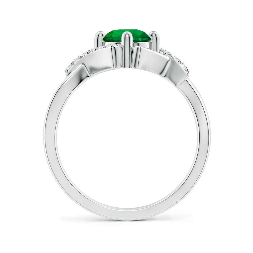6mm Labgrown Lab-Grown Solitaire Emerald Bypass Promise Ring with Lab Diamond Accents in S999 Silver - side 199
