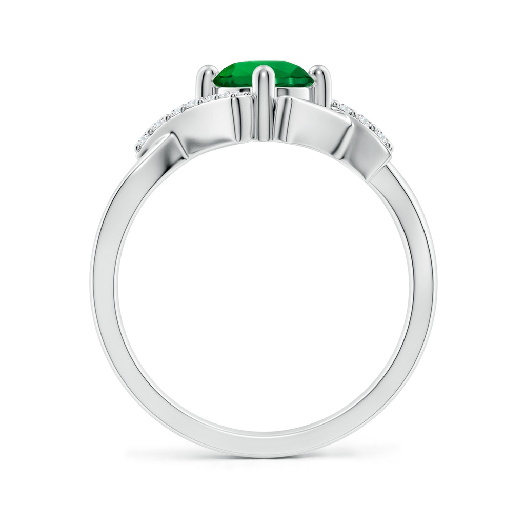 6mm Labgrown Lab-Grown Solitaire Emerald Bypass Promise Ring with Lab Diamond Accents in White Gold Side 199