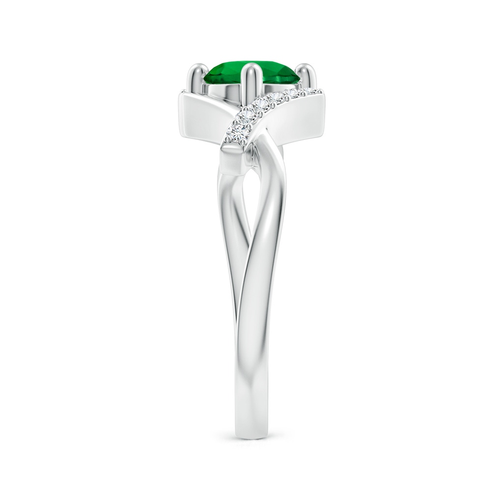 6mm Labgrown Lab-Grown Solitaire Emerald Bypass Promise Ring with Lab Diamond Accents in White Gold Side 299