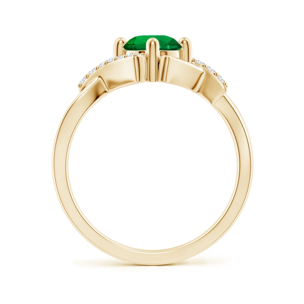 6mm Labgrown Lab-Grown Solitaire Emerald Bypass Promise Ring with Lab Diamond Accents in Yellow Gold - side 199