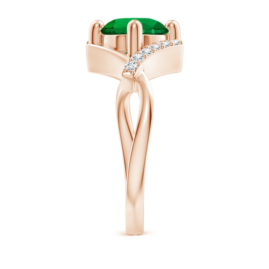 8mm Labgrown Lab-Grown Solitaire Emerald Bypass Promise Ring with Lab Diamond Accents in Rose Gold side 299