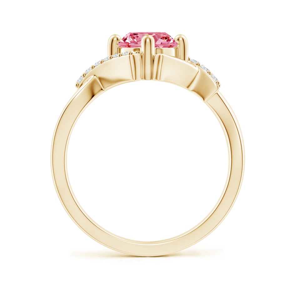 6.4mm Labgrown Solitaire Lab-Grown Fancy Intense Pink Diamond Bypass Promise Ring with Accents in Yellow Gold side 199