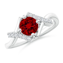Side Stones Silver Lab Grown Ruby Rings