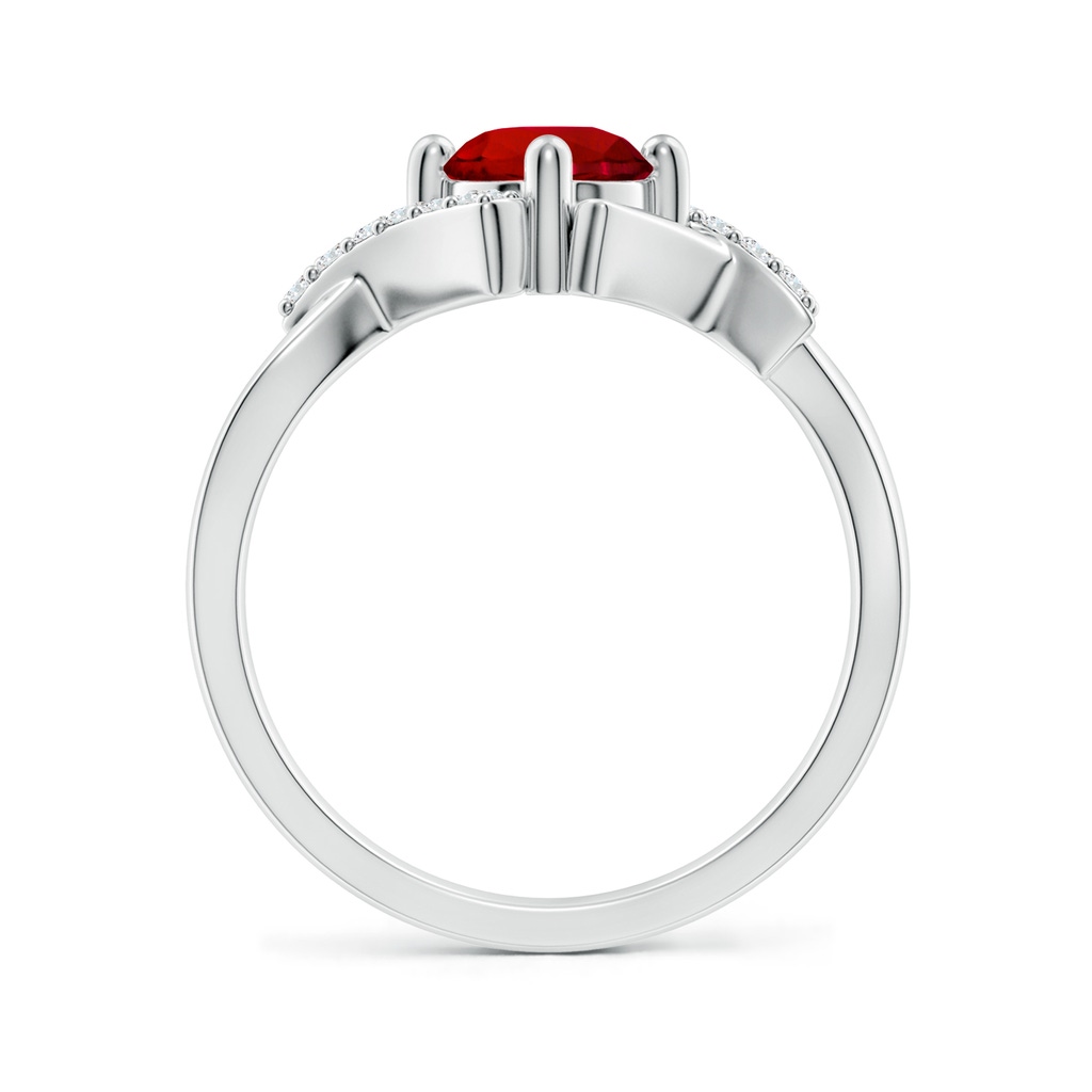 6mm Labgrown Lab-Grown Solitaire Ruby Bypass Promise Ring with Lab Diamond Accents in White Gold - side 199