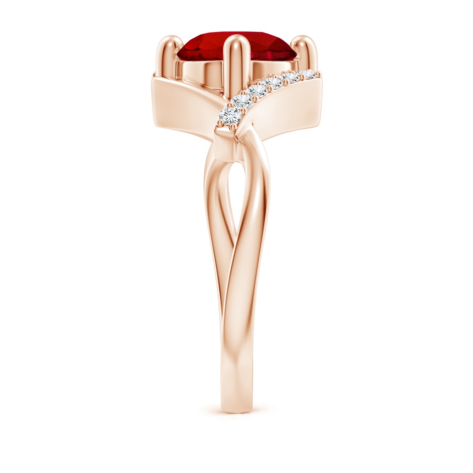 8mm Labgrown Lab-Grown Solitaire Ruby Bypass Promise Ring with Lab Diamond Accents in 18K Rose Gold side 299