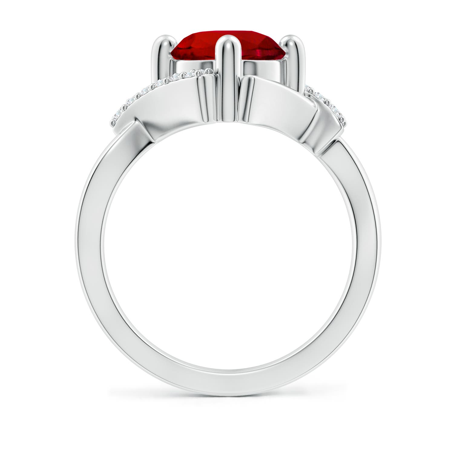 8mm Labgrown Lab-Grown Solitaire Ruby Bypass Promise Ring with Lab Diamond Accents in White Gold - side 3