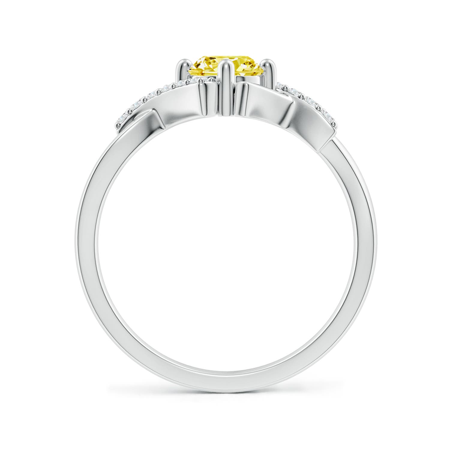 5.1mm Labgrown Solitaire Lab-Grown Fancy Intense Yellow Diamond Bypass Promise Ring with Accents in 18K White Gold